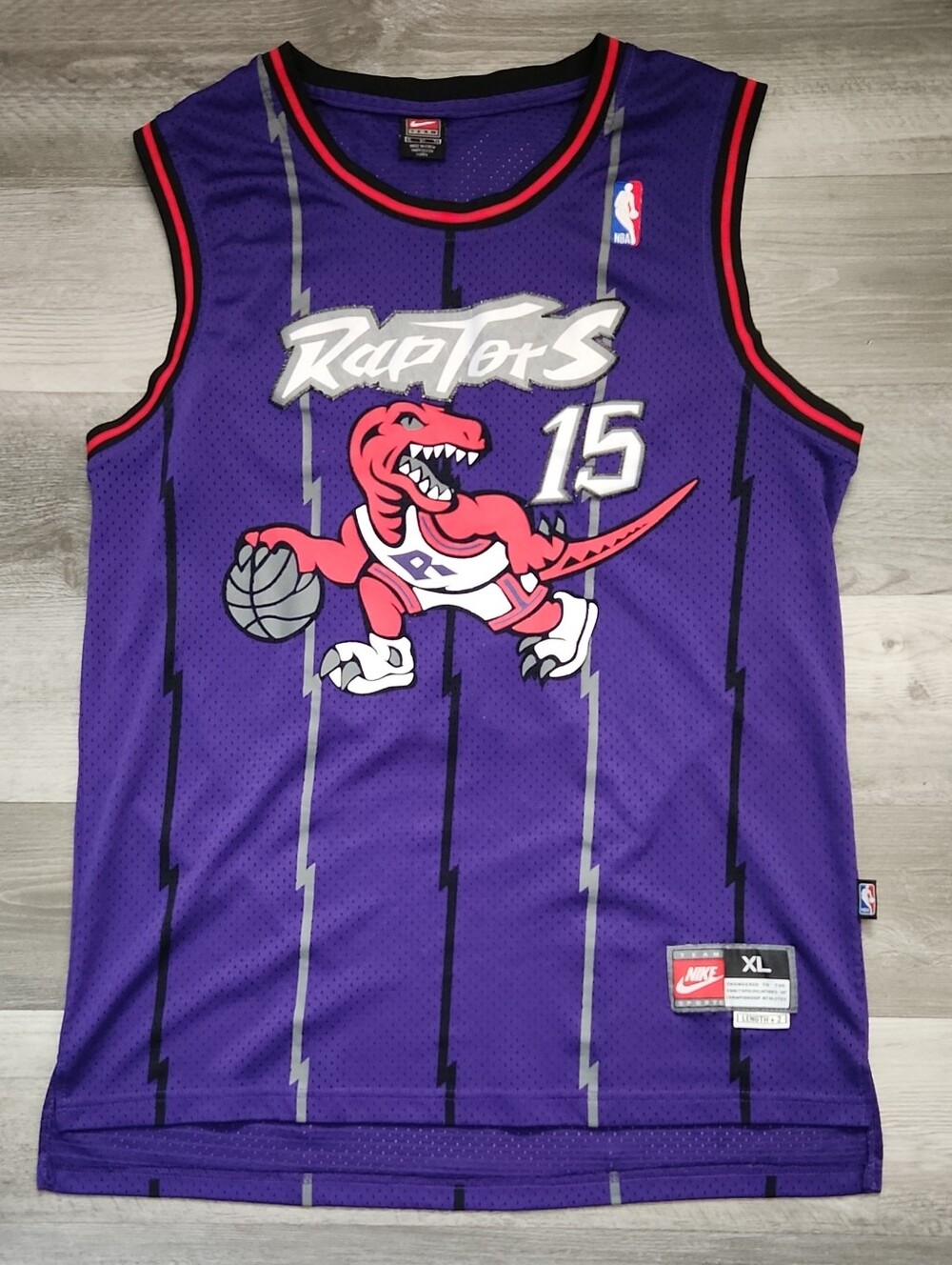 Mens XL Nike Purple Black Red Toronto Raptors Retro Vintage Jersey #15 Carter